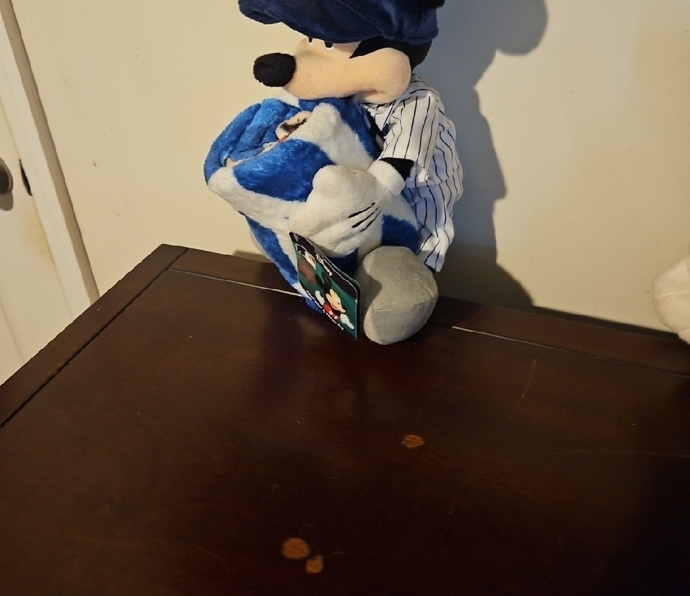 Disney Mickey Mouse Plush with Navy Cap and Blue-White Blanket - Picture 3 of 4